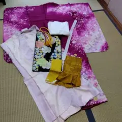 振袖 紫色とピンク 花柄 セット