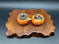 陶器　有田焼　二宮閑山窯　調味料入れ　柿型　薬味入れ　楊枝入れ