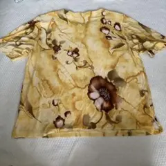 soleil 花柄 半袖 Tシャツ イエロー系　肩パッド入りのサムネイル