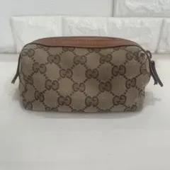 グッチGG コスメポーチ 小物入れGG柄 ブラウン茶色