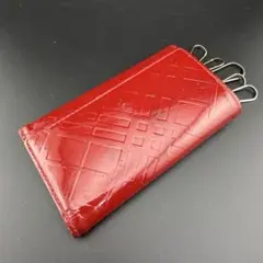 良品✨ バーバリー キーケース ノバチェック型押し エナメル 5連 ボルドーのサムネイル