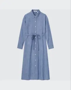 【美品】ユニクロ UNIQLO コットンAラインシャツワンピース Mサイズ