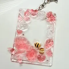 トレカキーホルダー トレカデコ　赤　ローズ