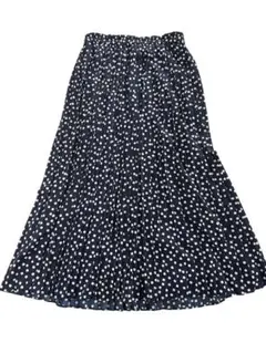 THE SHOP TK ドット柄 プリーツロングスカート ネイビー Mのサムネイル