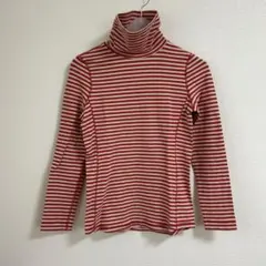 GAP ストレッチ タートルネック 長袖 Tシャツ S 赤と白のストライプ