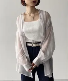 PAGEBOY シアーシャツ　グレー　ブルーグレー