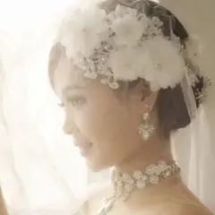 ヘッドドレス　ウェディング　白　大きめ　派手