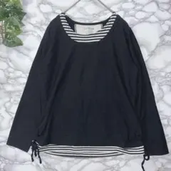 innocé Mサイズ 長袖トップス ストライプ サイドリボン