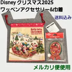 ディズニー Disney クリスマス 2025 ワッペンアクセサリー 巾着 2点