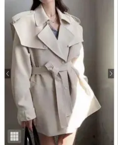 新品タグ付き！GRLリボンベルト付きショート丈トレンチコート[k8959a]