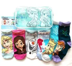 ディズニー 　アナと雪の女王　ソックス　アナ　エルサ　オラフ　ポーチ付き