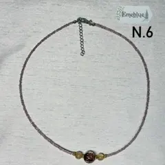 【再販】天然石ルチルクォーツ N.6ネックレス 蓄光ガラスビーズ Emeblue