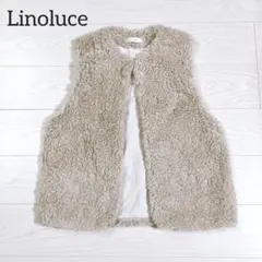 リノルーセ ボアベスト ノーカラー 暖か素材 ベージュ（M）シンプル ガーリー