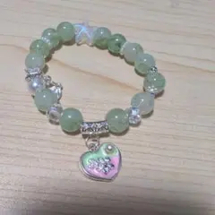 天然石ハートチャームブレスレット