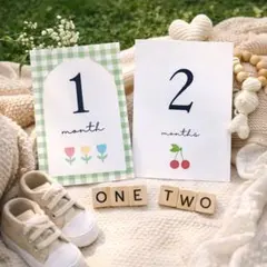 1.マンスリーカード 月齢カード L判、正方形に変更可 カラフル ポップ