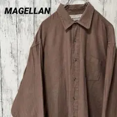 C2527 MAGELLAN 長袖シャツ コットン 無地 海外古着 ブラウン