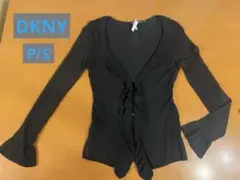 DKNY ブラック 黒フリル長袖カーディガン P/S