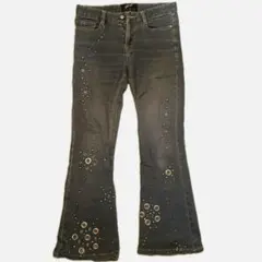 ダークグレー ブーツカットデニム 平成 y2k フレアデニム グランジ