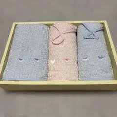 ハート刺繍入り タオル3枚セット