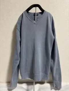 OLDUNIQLO ユニクロ 綿100% Vネック セーター ブルーグレー M