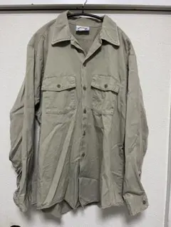 80s Dickies ワークシャツ ベージュ 白タグ　USA製 アメリカ製