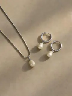 パールネックレス ピアス セット ティアドロップ シルバー