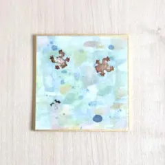 オリジナル原画｜川の中のカエルたち｜心が癒される小さい日本画