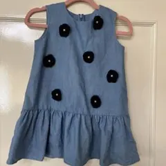 お値下げ中　petit main デニムブルー ノースリーブワンピース 110