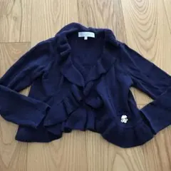Tatine et Chocolat ネイビー フリルカーディガン 110 紺