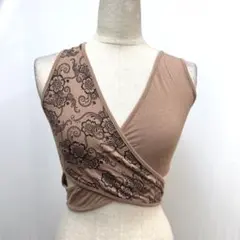 Ｙ5879★S/ブラウン/柄/タンクトップ/トップス/ベリーダンス