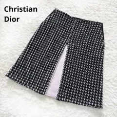 【美品】クリスチャンディオール　千鳥格子　カシミヤ混　シルク　スカート　Lのサムネイル