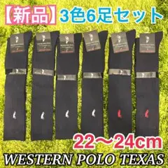 【新品】スクールハイソックス 6足SET 22-24cm 濃紺 刺繍 3カラー