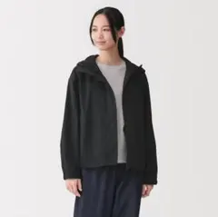 MUJI 撥水UVカットポケットダブルフードジャケット M ダークネイビー