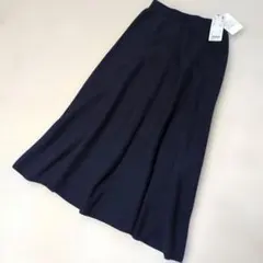 未使用UNIQLO3289円 ネイビー 3Dコットンフレアミディスカート Sさ
