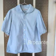 Brocante コットン 丸襟 半袖ブラウス　ライトブルー M　イチ　ツムグのサムネイル