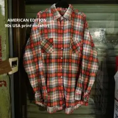 AMERICAN EDITION/90s USA製 プリント ネルシャツ