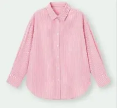 GU ストライプ　オーバーサイズ　シャツ【S】UVカット　イージーケア機能