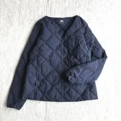 ノースフェイス ノーカラー インナーダウンジャケット 紺 レディース M