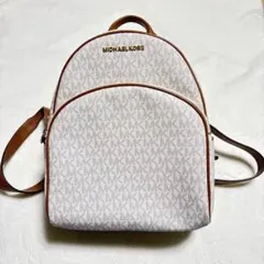 MICHAEL KORS マイケルコース ロゴ総柄 リュック 白×ブラウン