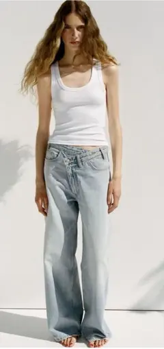 ZARA 新品未使用　TRF オーバーワイドレッグデニム ライトブルー現行モデル