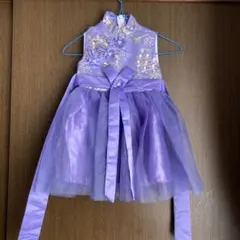 紫色 刺繍入り チャイナ服風ドレス100