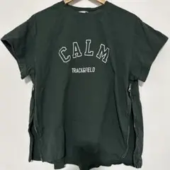 サイドジッパー　ドルマン　Tシャツ ダークグリーン　9号　M