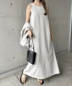 andme ワンピース　ノースリーブ　リネン　Lのサムネイル
