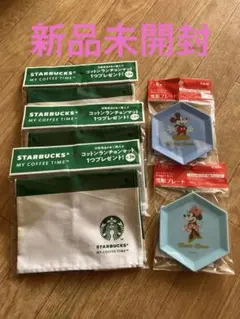 スターバックスランチョンマット3枚　ディズニー雪形プレート2枚　新品未使用のサムネイル