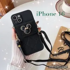 ☆ミッキー☆スマホケース iPhone16 ディズニー 大人気 ブラック