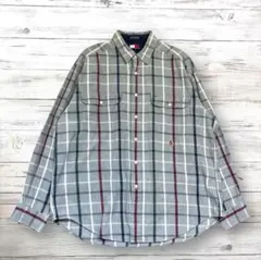 TOMMY HILFIGER 長袖シャツ 刺繍ロゴ チェック L 0074