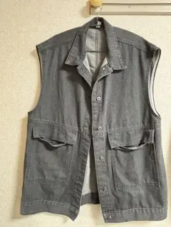 グレー デニム ノースリーブジャケット