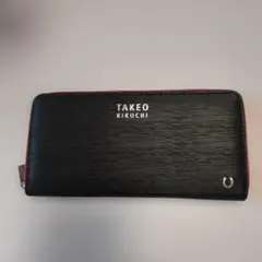 TAKEO KIKUCHI ブラック/レッド 長財布 新品未使用！