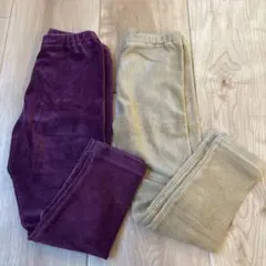 コーデュロイ ロングパンツ 100cm 紫 ベージュ　レギンス