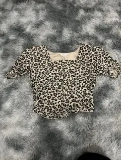 moussy レオパード柄 半袖 ブラウス スクエアネック